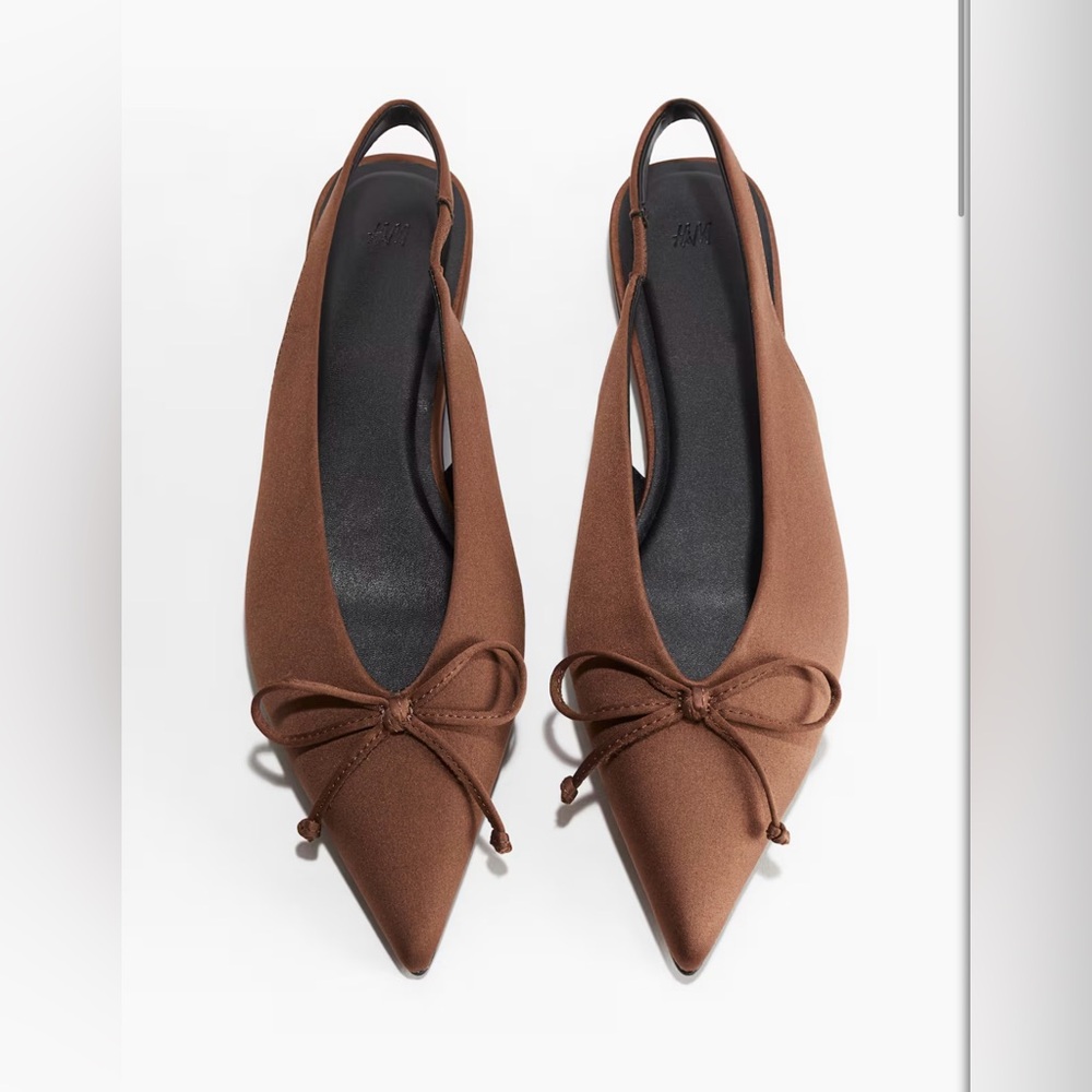 H&M Brown Slingback Flats with Bow